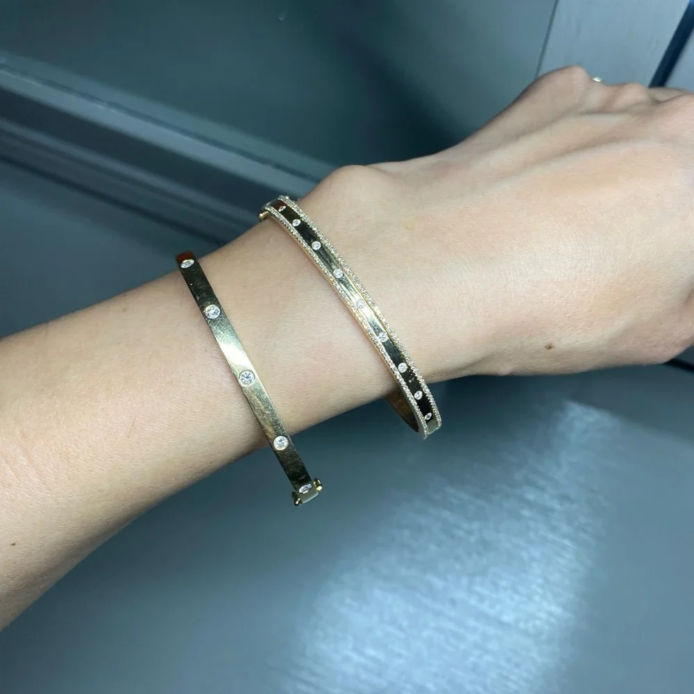 shy creation bangle 14k gold diamonds bracelet - Picture 7 of 7